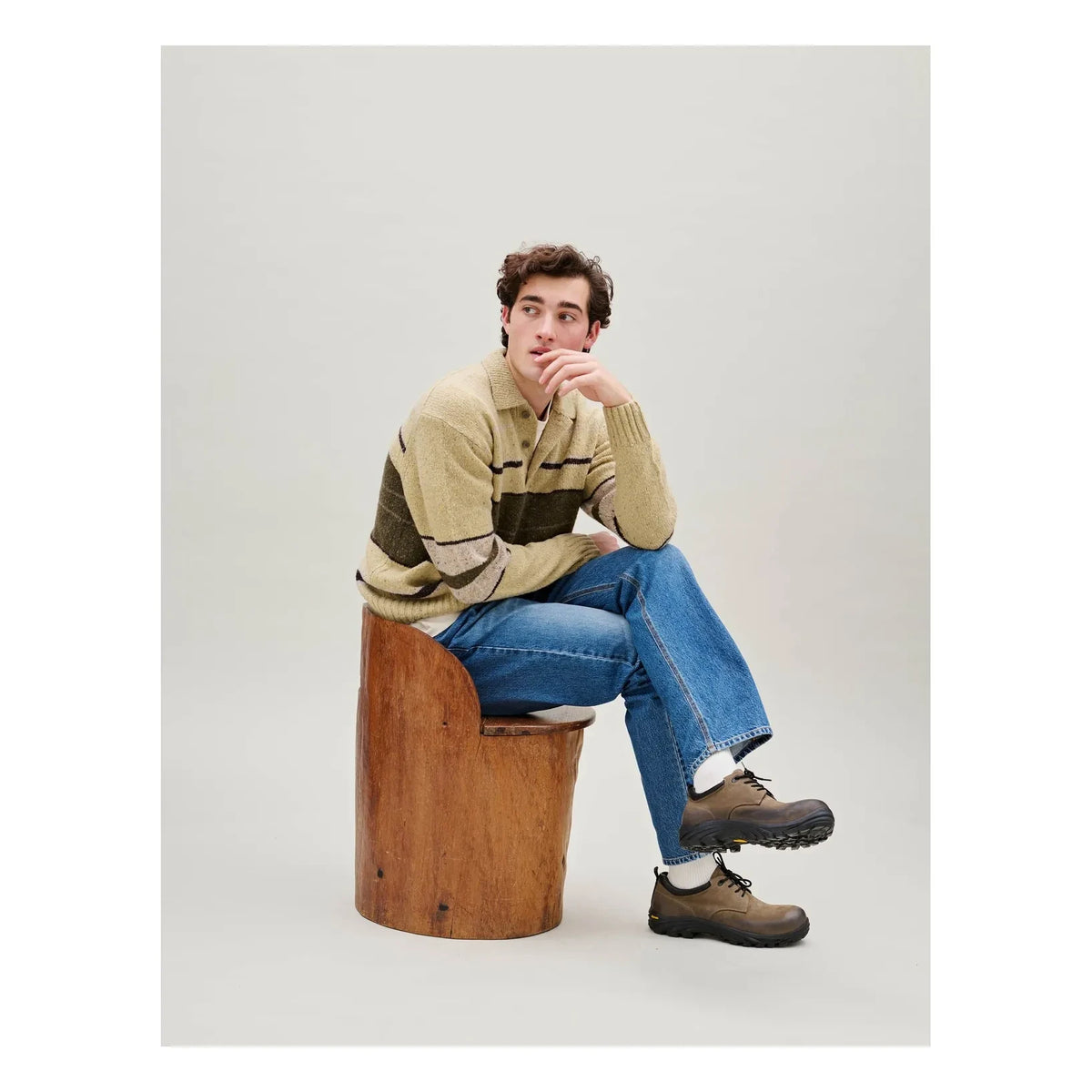 Forét - Polo de lana a rayas | Beige oscuro