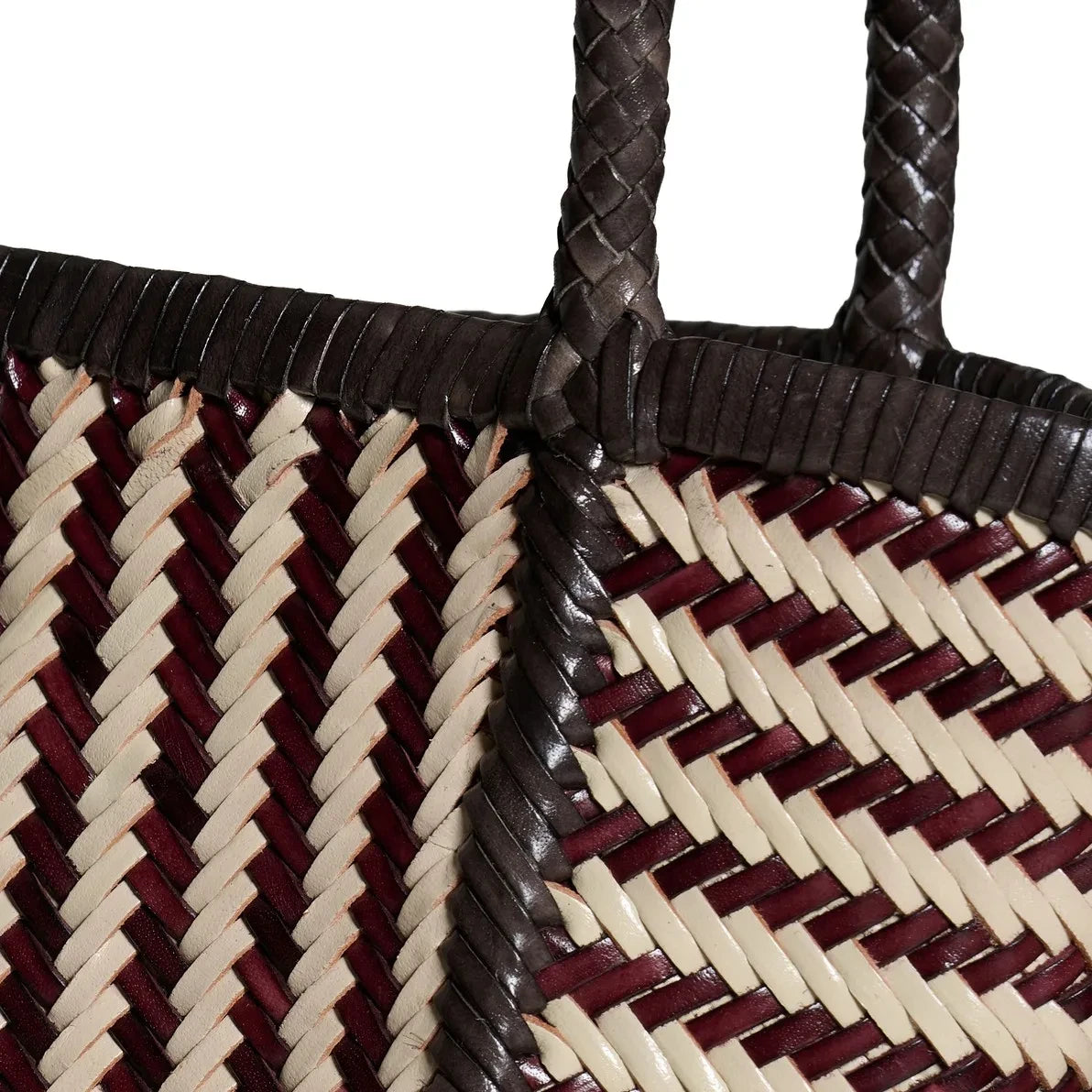 Vipera - Bolso de piel a rayas color rubí | Marfil