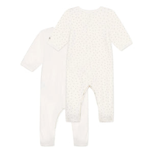 Petit Bateau - Conjunto de Pijama de Velour Dors Bien de 2 Piezas | Blanco
