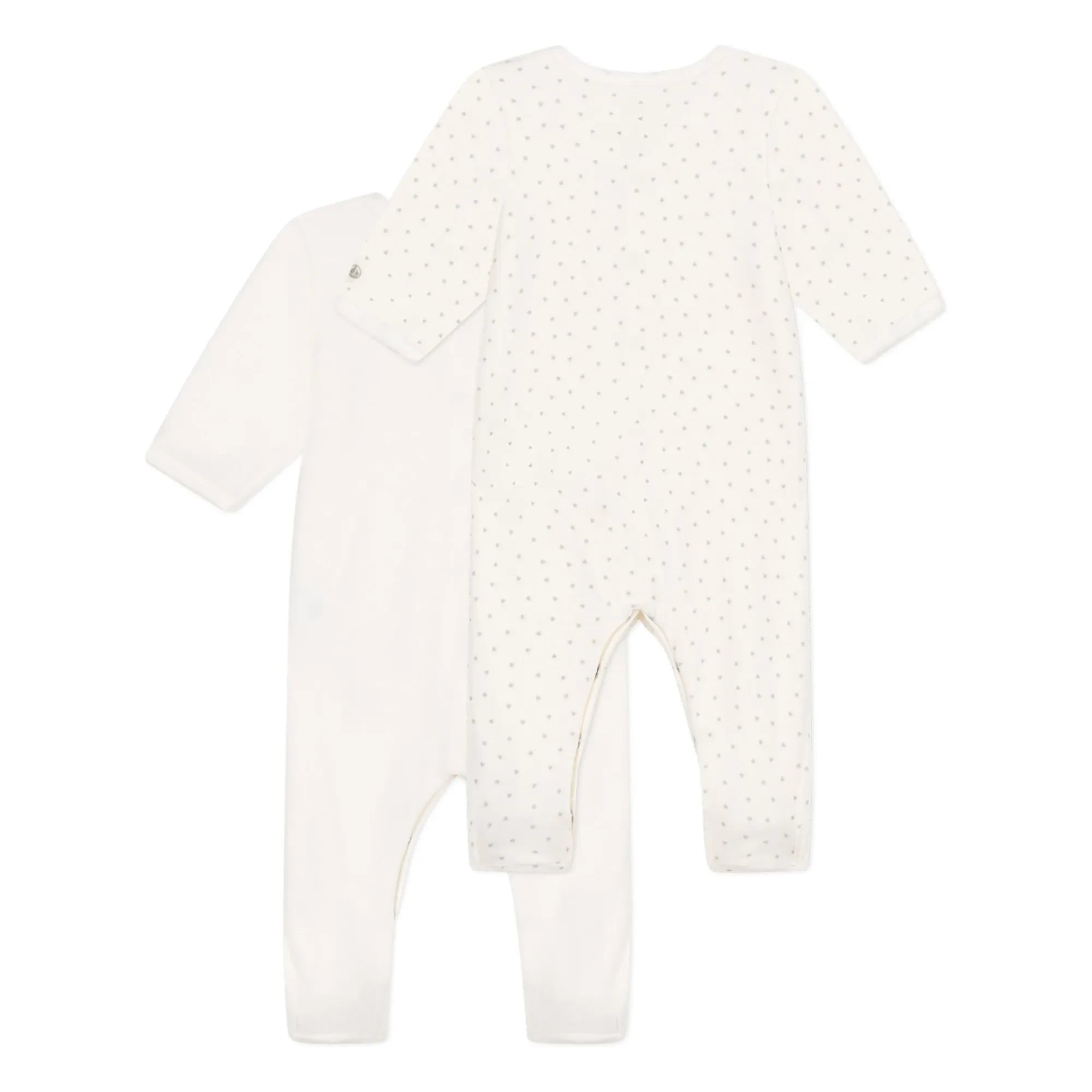 Petit Bateau - Conjunto de Pijama de Velour Dors Bien de 2 Piezas | Blanco