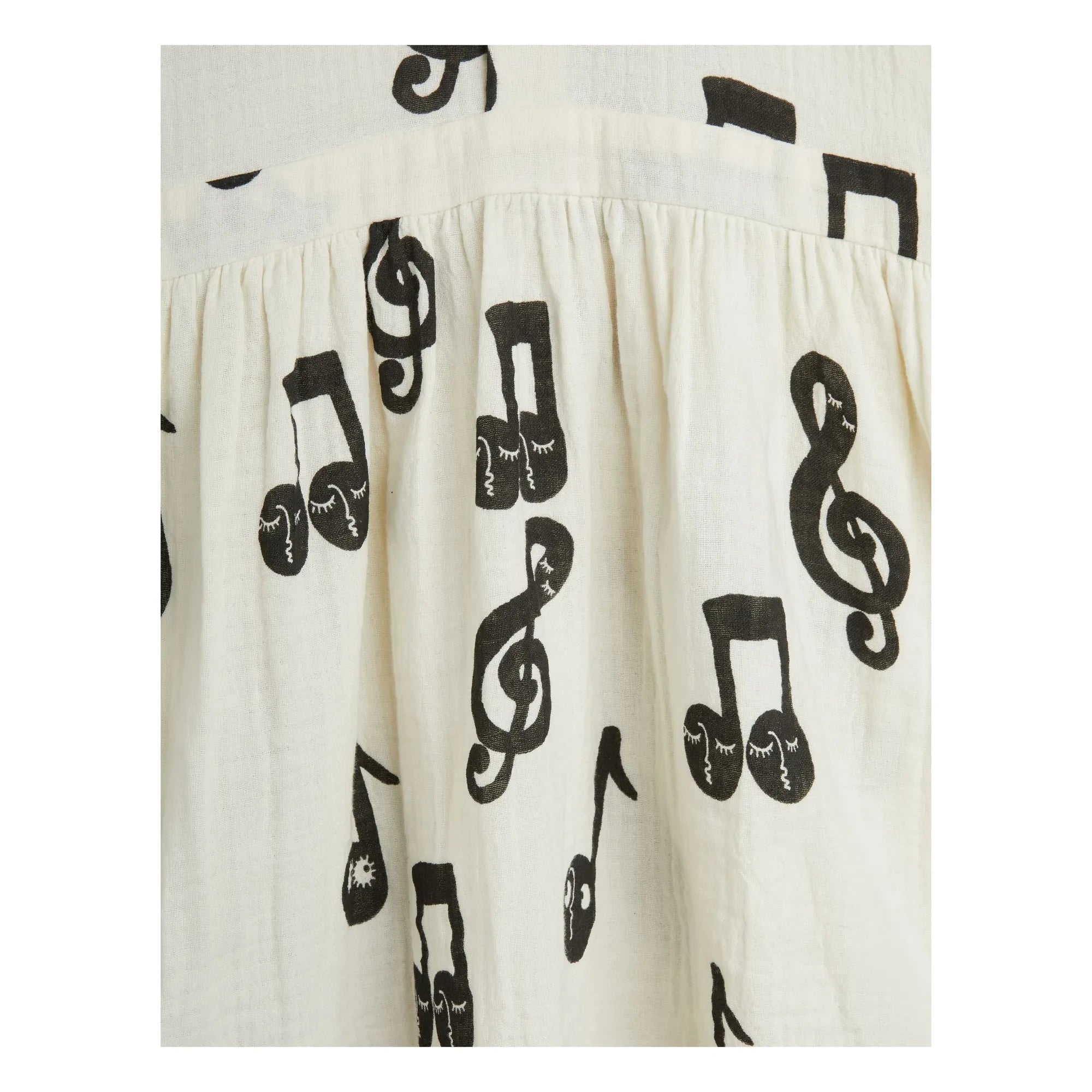 Mini Rodini - Vestido con estampado de notas | Gasa de algodón orgánico | Blanco
