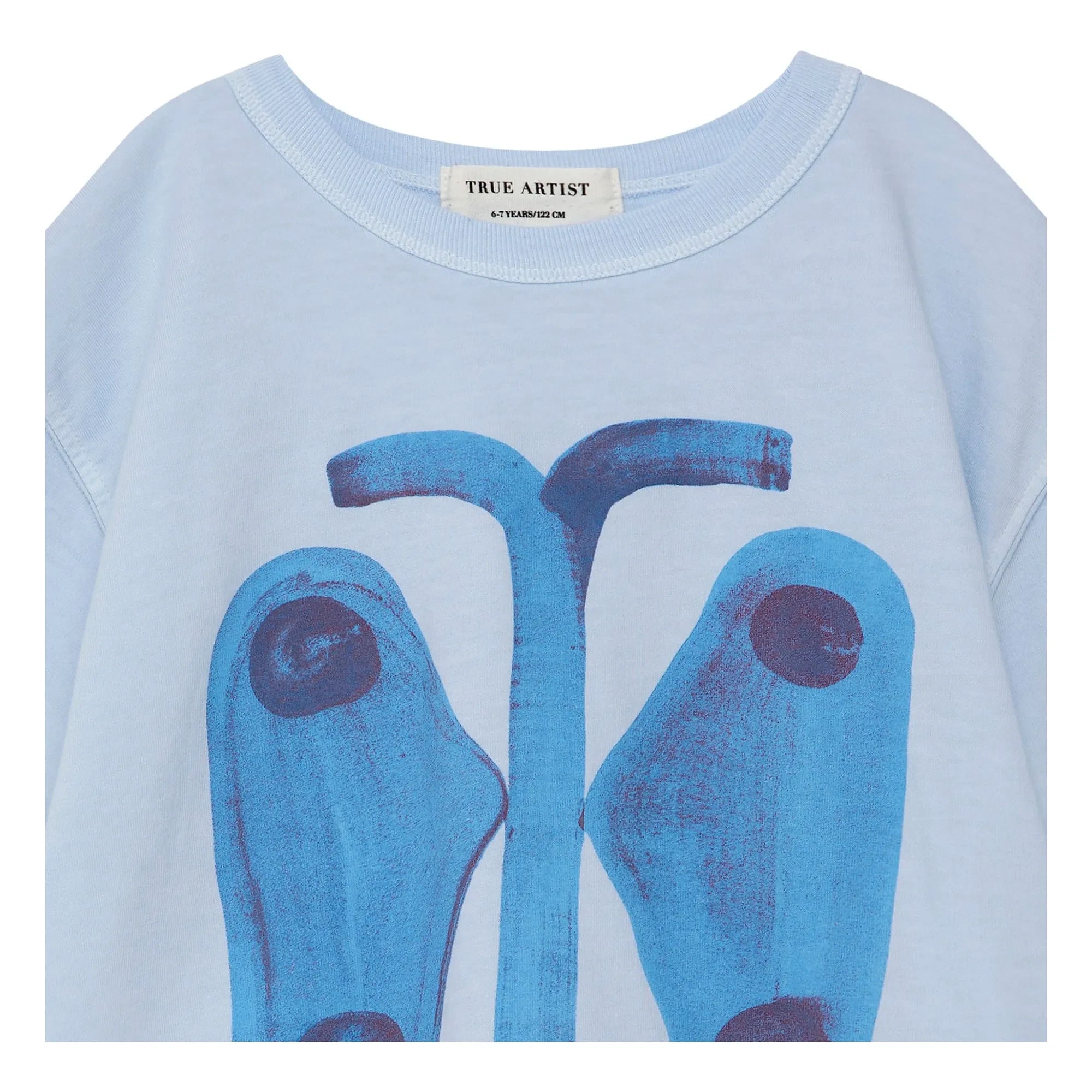 True Artist - Camiseta con mariposas de algodón orgánico | Azul claro