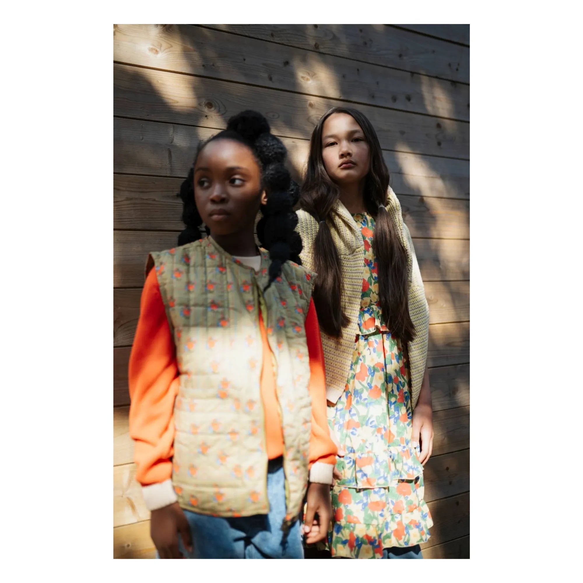 Repose AMS - Vestido de algodón orgánico con estampado floral y volantes | Amarillo claro