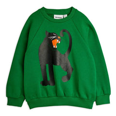 Mini Rodini - Sudadera de algodón orgánico con estampado de pantera | Verde