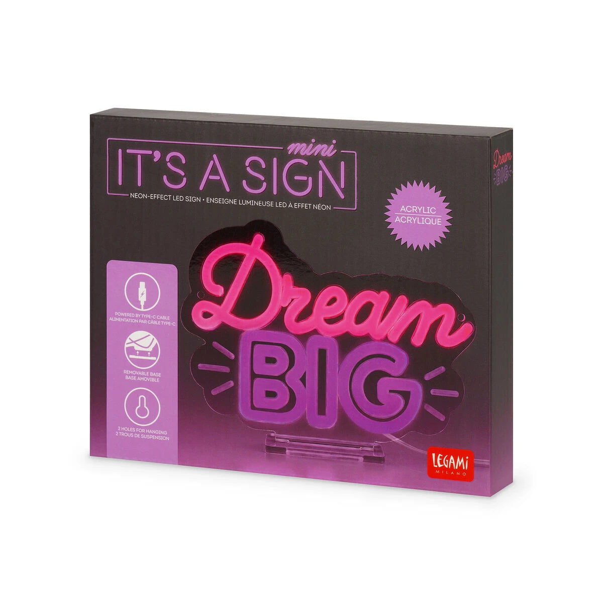 Legami - Mini Neon-Effect LED Sign - Es un Signo Mini - Sueña en Grande