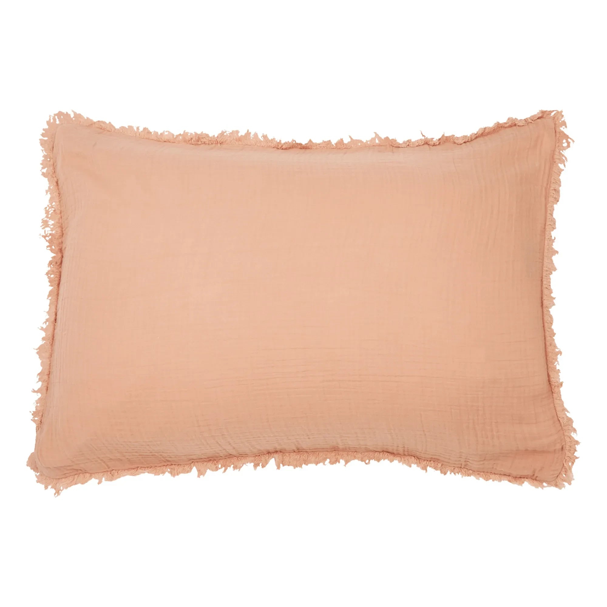 Haomy - Funda de almohada de muselina de algodón orgánico Katni con flecos | Russet