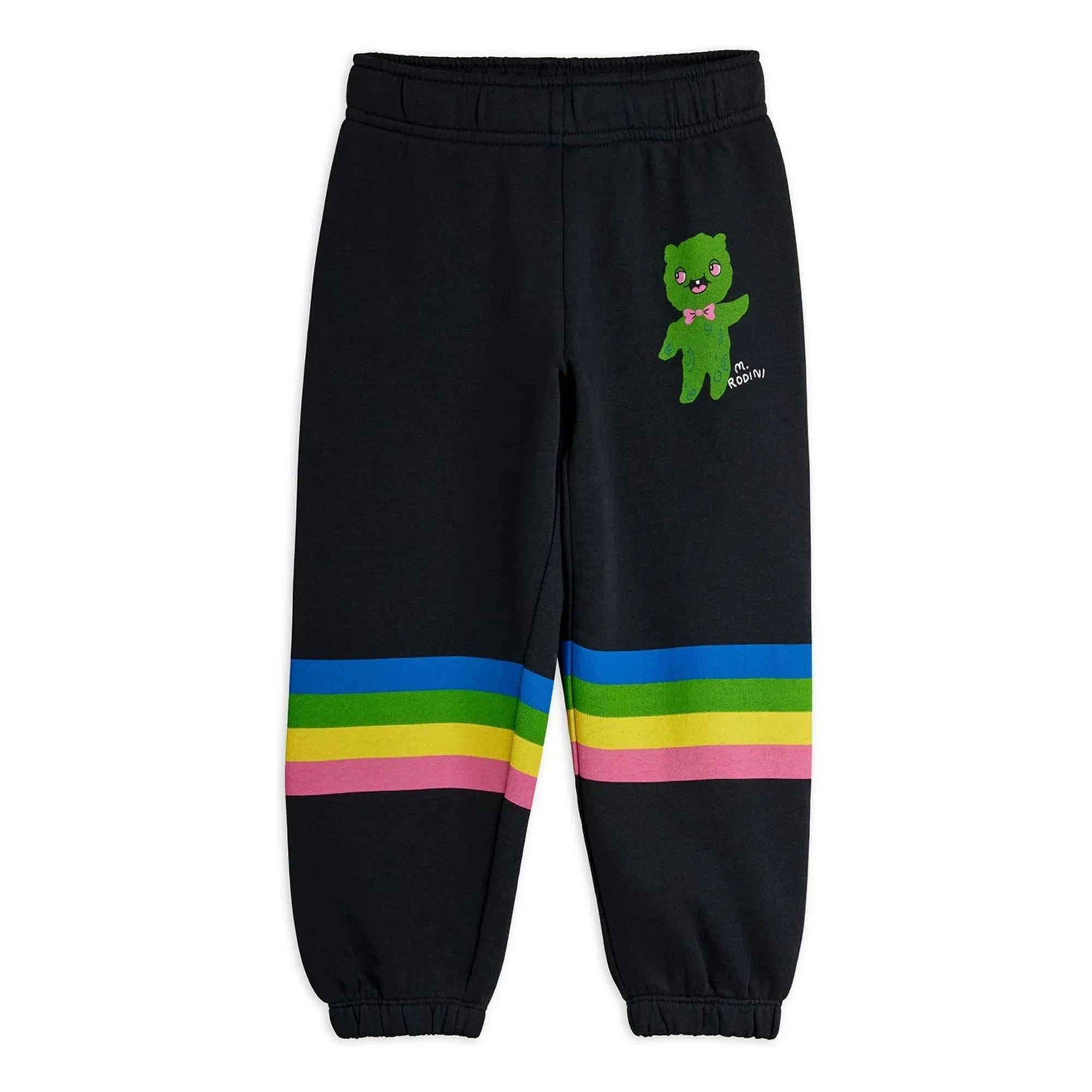 Mini Rodini - Pantalón de chándal de algodón orgánico Alien Rainbow | Negro