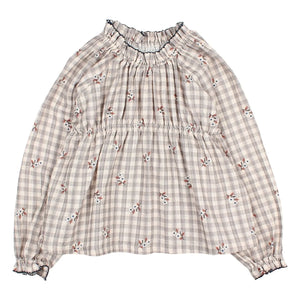 Búho - Blusa Vichy con Flores | Gris