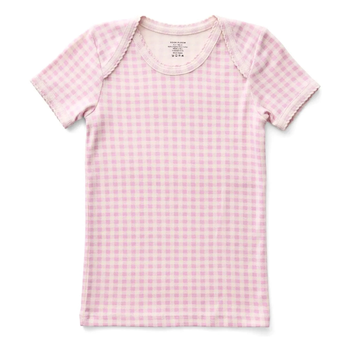 Soor Ploom - Camiseta de algodón orgánico Baby Vichy | Rosa