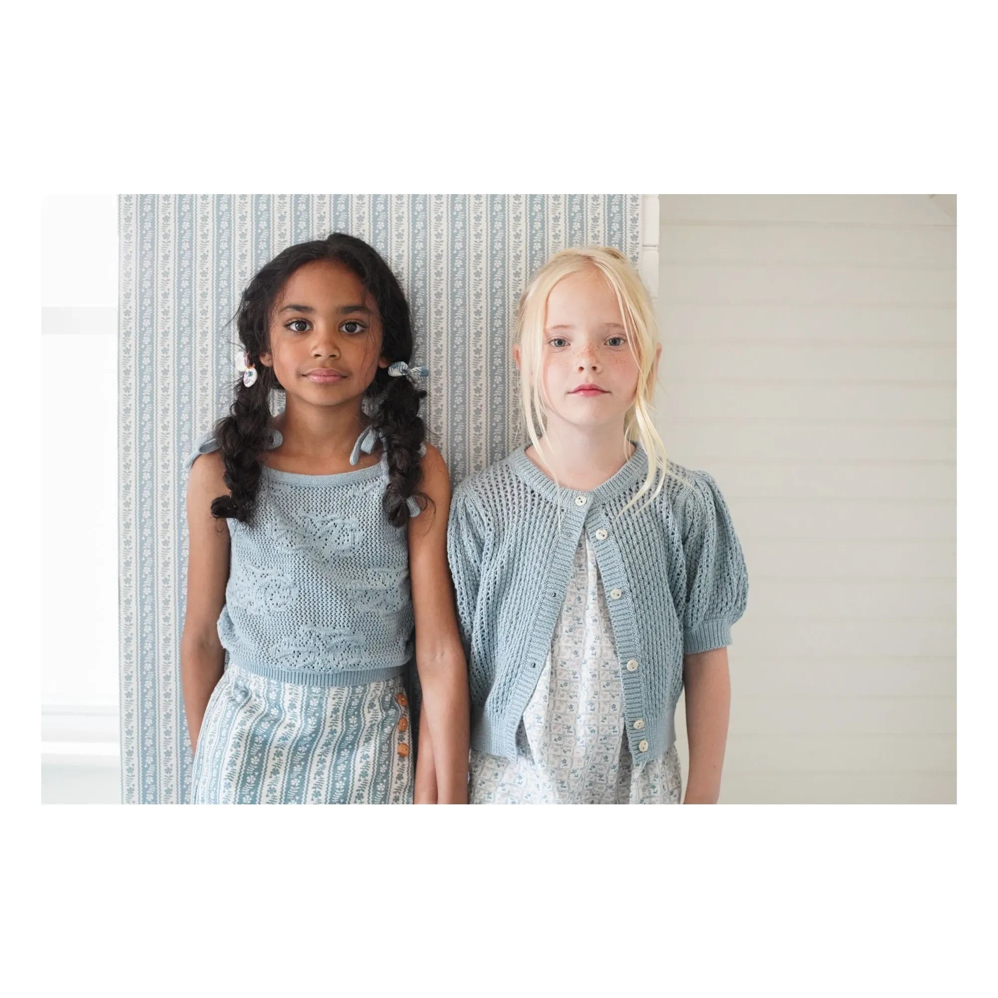 Soor Ploom - Camiseta de algodón orgánico June Fleurs | Azul hielo
