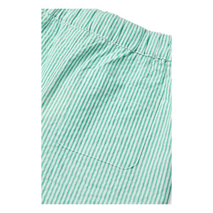 Copenhagen Colors - Pantalones con cordón a rayas de seersucker de algodón orgánico | Turquesa