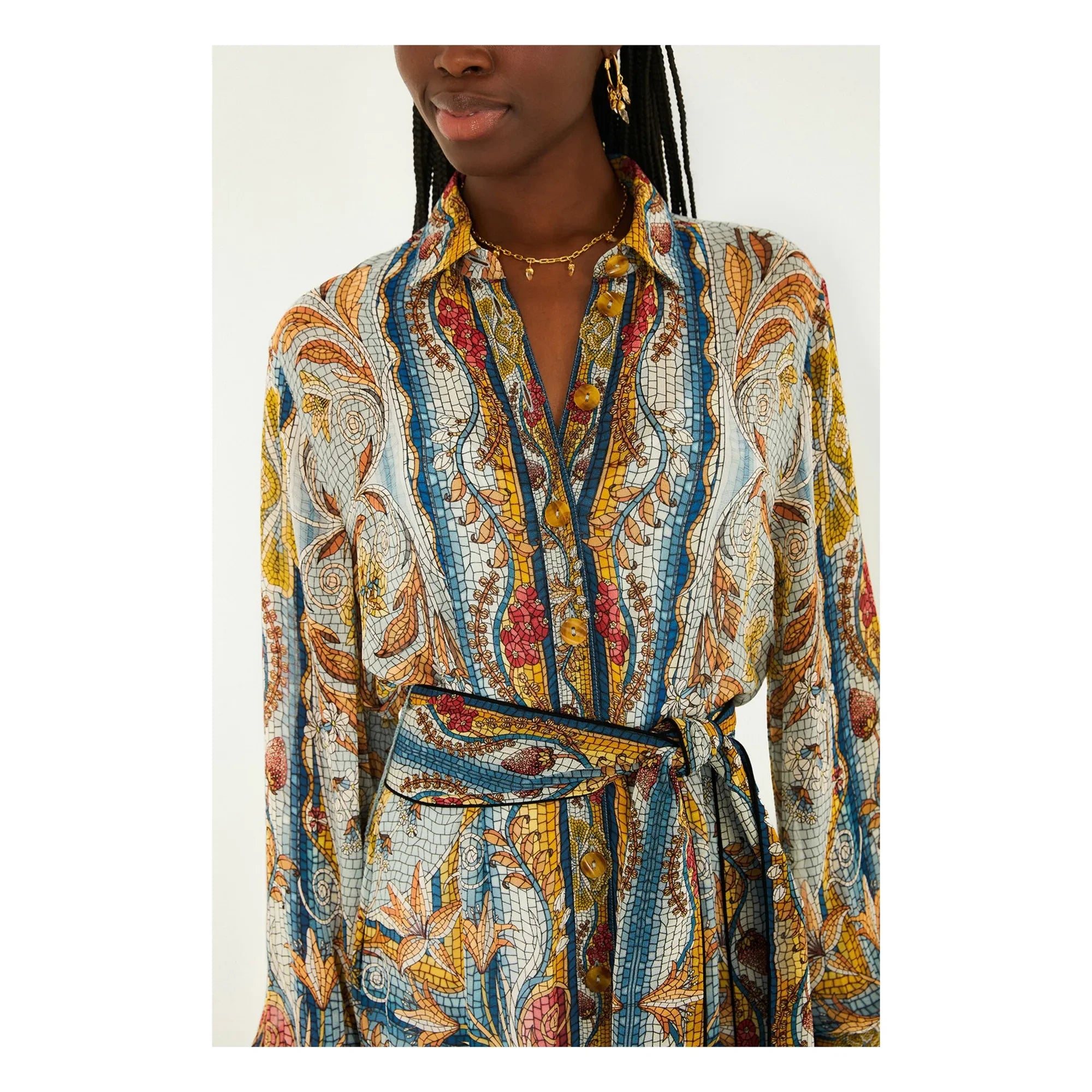 Farm Rio - Vestido Mosaic Garden | Azul