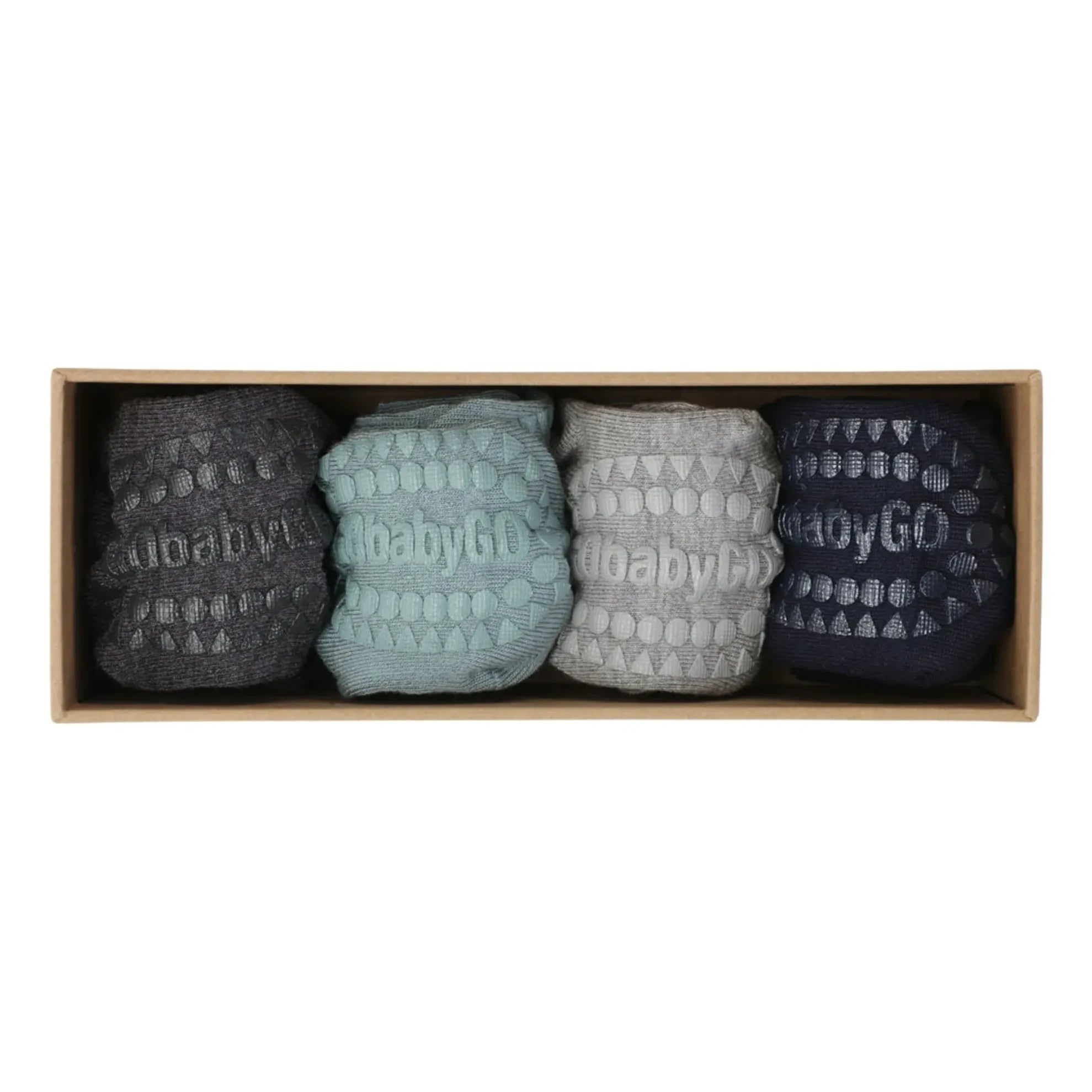 GOBABYGO - Pack de 4 pares de calcetines antideslizantes de bambú | Azul