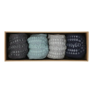 GOBABYGO - Pack de 4 pares de calcetines antideslizantes de bambú | Azul
