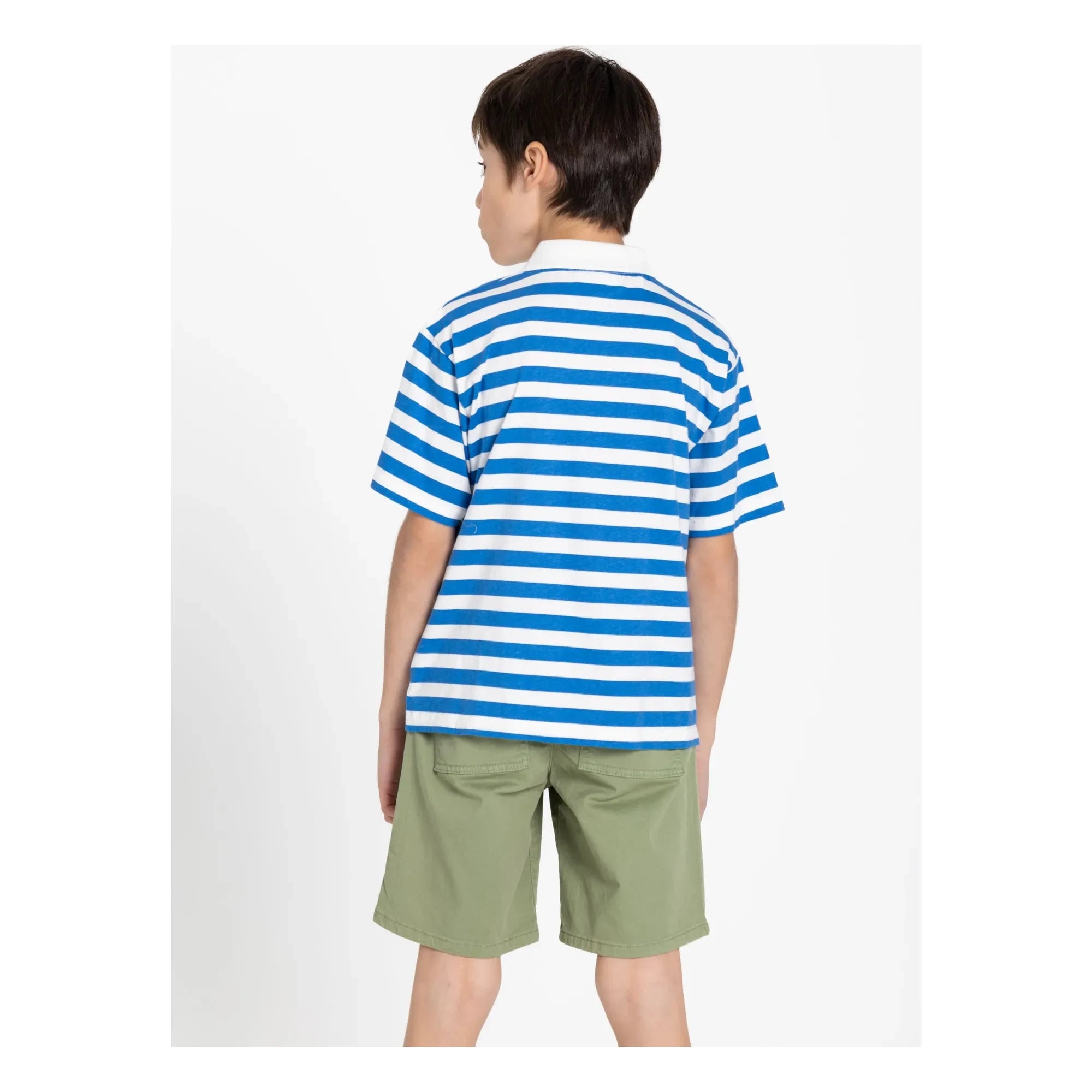 Smallable Kid - Polo de algodón orgánico a rayas Tilo | Azul real