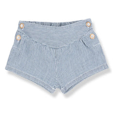 1+ in the family - Pantalones Cortos Rayas Algodón Orgánico Deia | Azul Claro