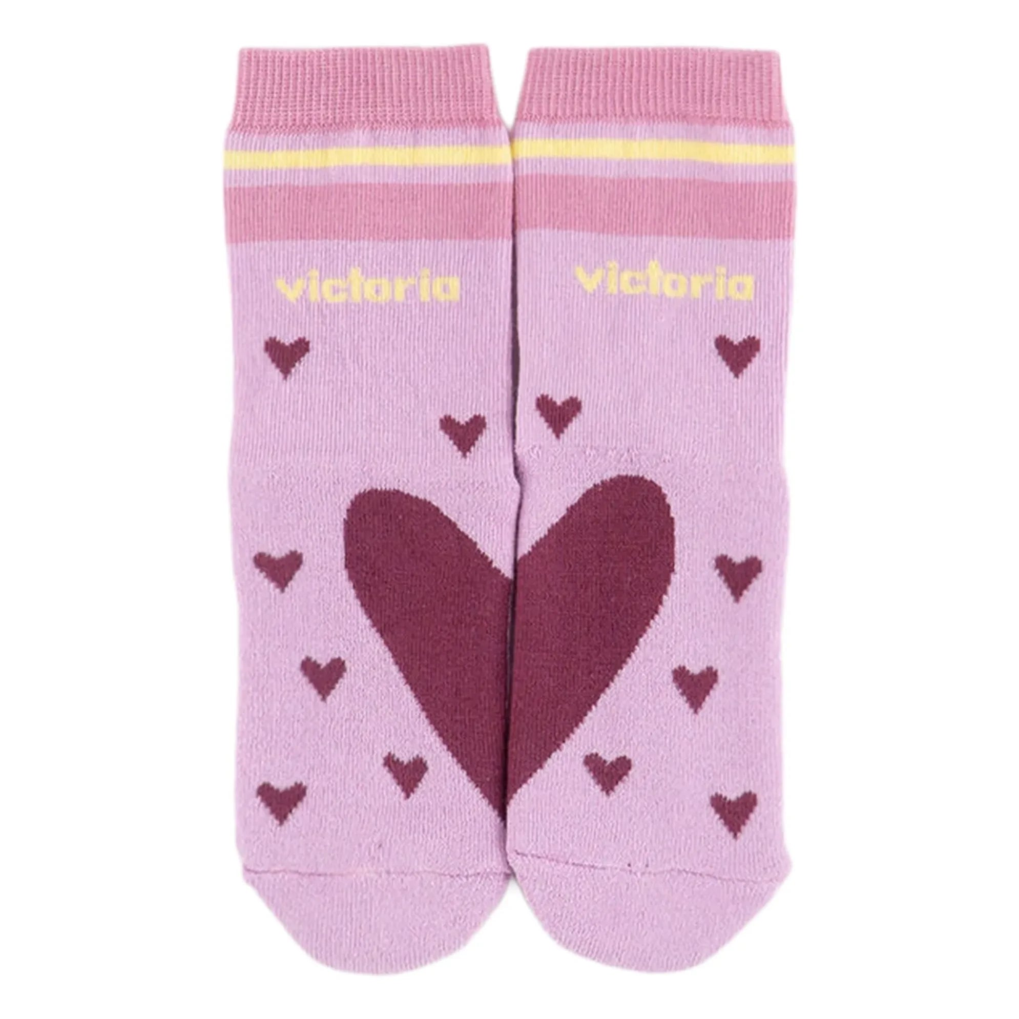 Victoria - Calcetines rosas con corazones