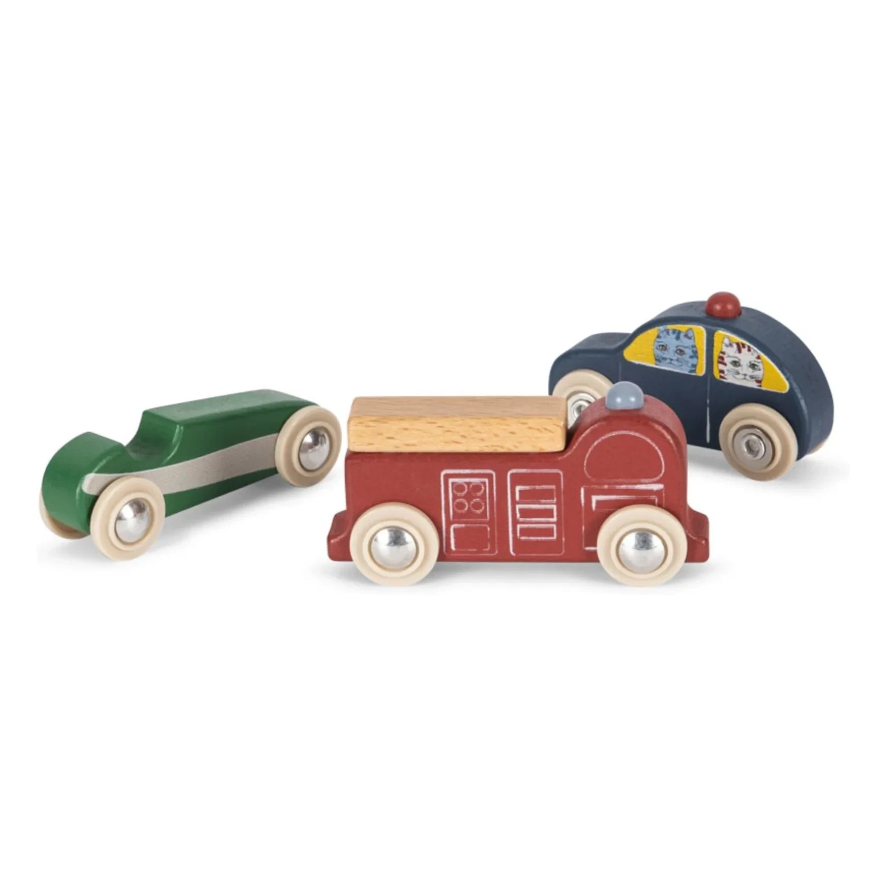 Konges Sløjd - Coches de madera FSC - Set de 9