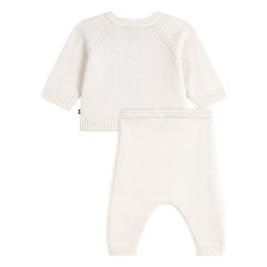 Petit Bateau - Conjunto de Jersey y Pantalón de Lana Ballena | Blanco