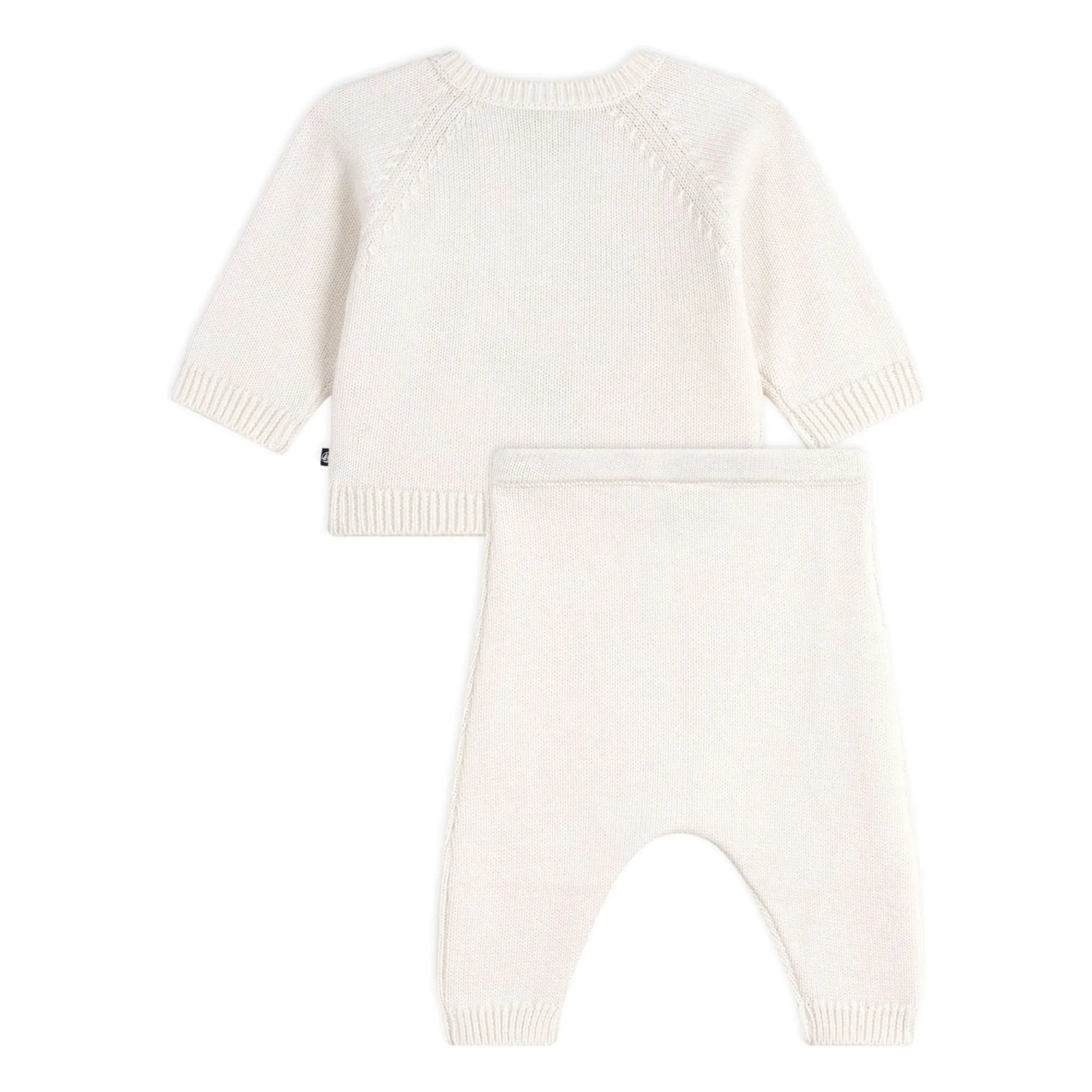 Petit Bateau - Conjunto de Jersey y Pantalón de Lana Ballena | Blanco