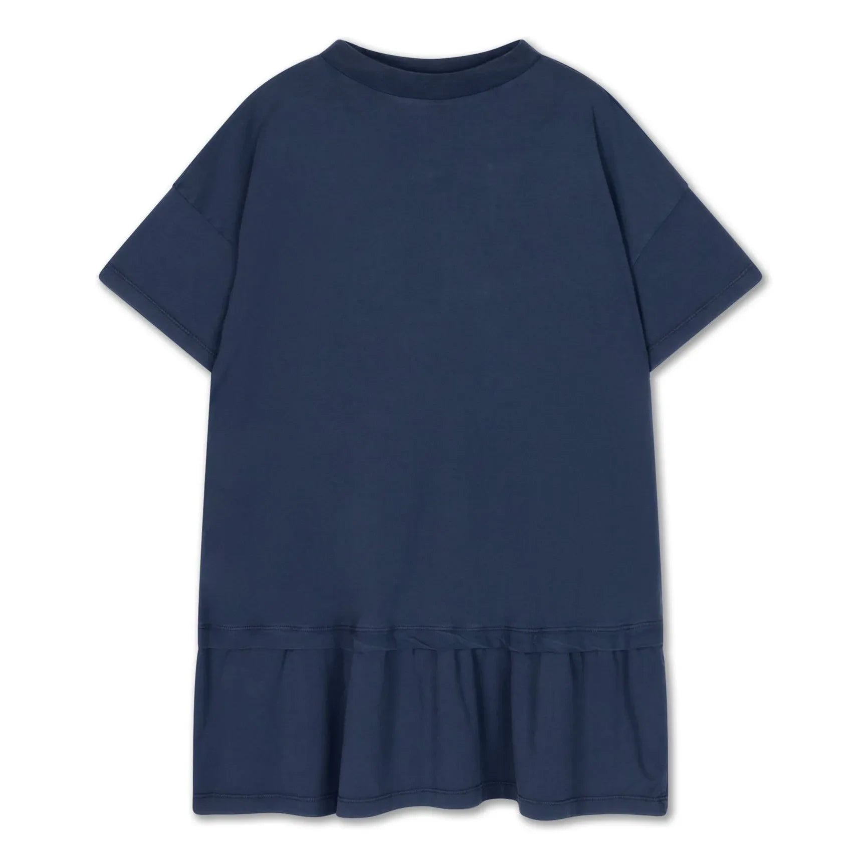 Repose AMS - Vestido con volantes de algodón orgánico | Azul medianoche