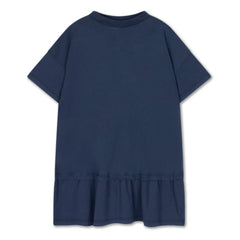 Repose AMS - Vestido con volantes de algodón orgánico | Azul medianoche