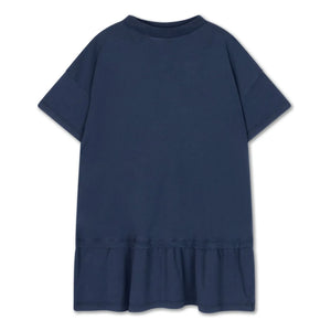 Repose AMS - Vestido con volantes de algodón orgánico | Azul medianoche