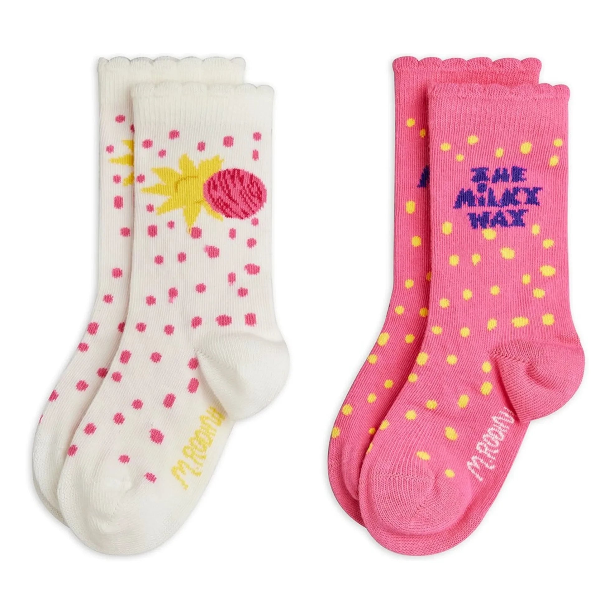 Mini Rodini - Set de 2 pares de calcetines de algodón orgánico The Milky Way | Rosa