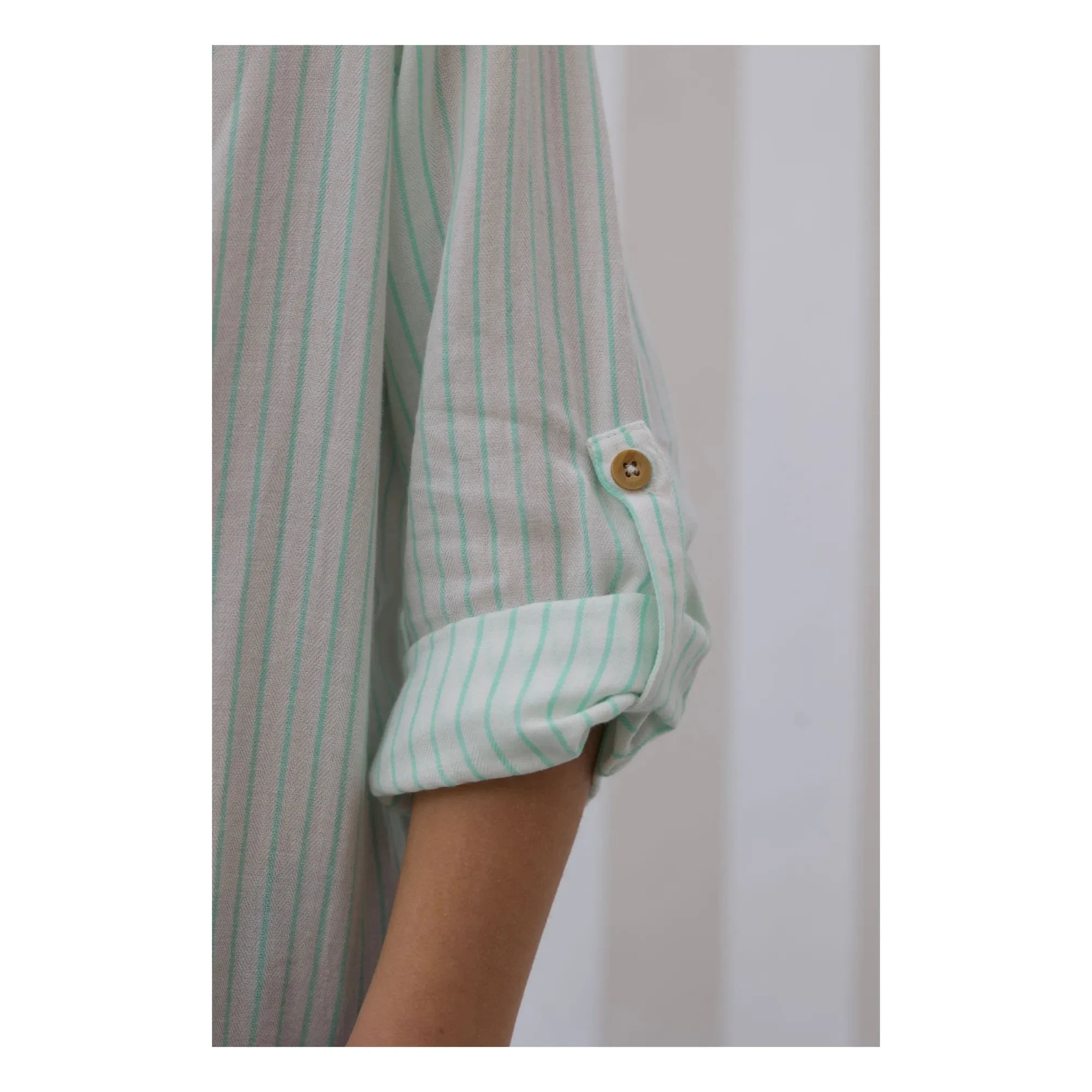 Lililotte - Camisa de Algodón Orgánico a Rayas Côme | Verde Menta