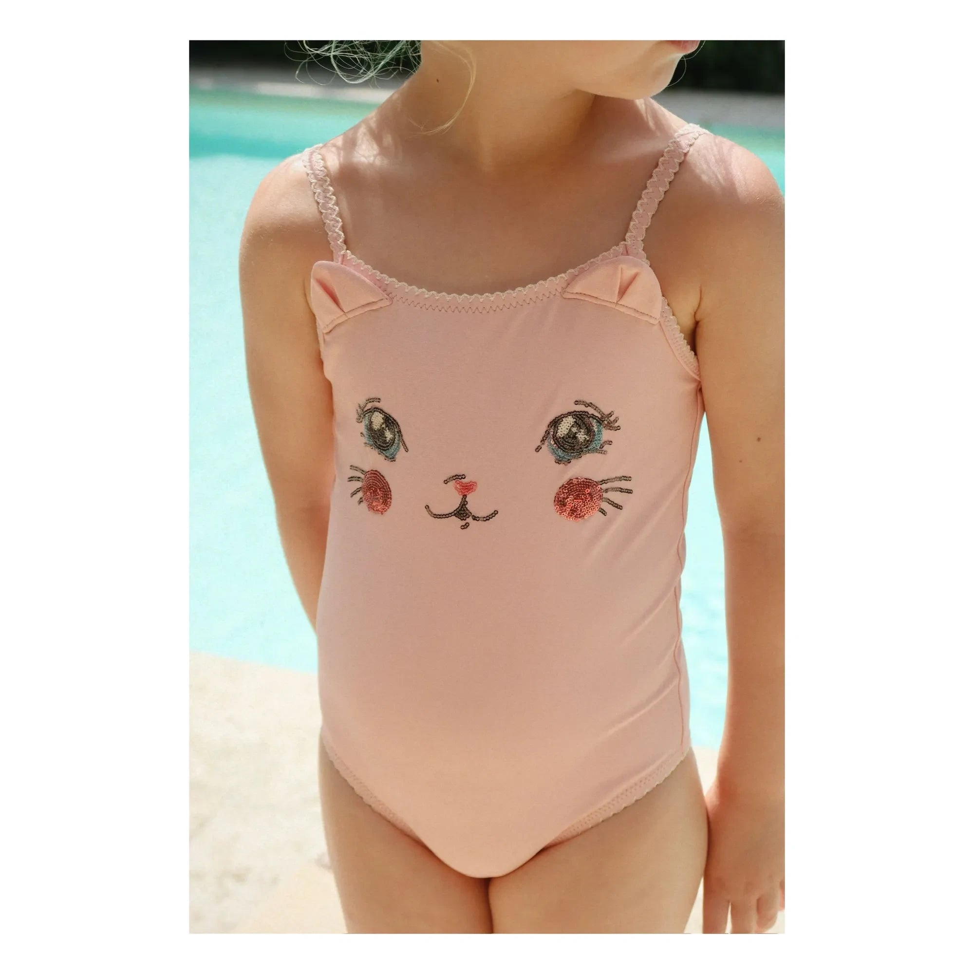 Konges Sløjd - Traje de baño de fibra reciclada Kitty de 1 pieza | Rosa