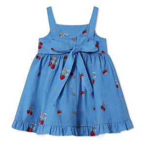 Fliink - Vestido palabra de honor Apple Strawberry | Azul azur
