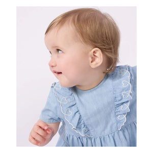 Petit Bateau - Nakışlı Chambray Elbise | Açık Mavi