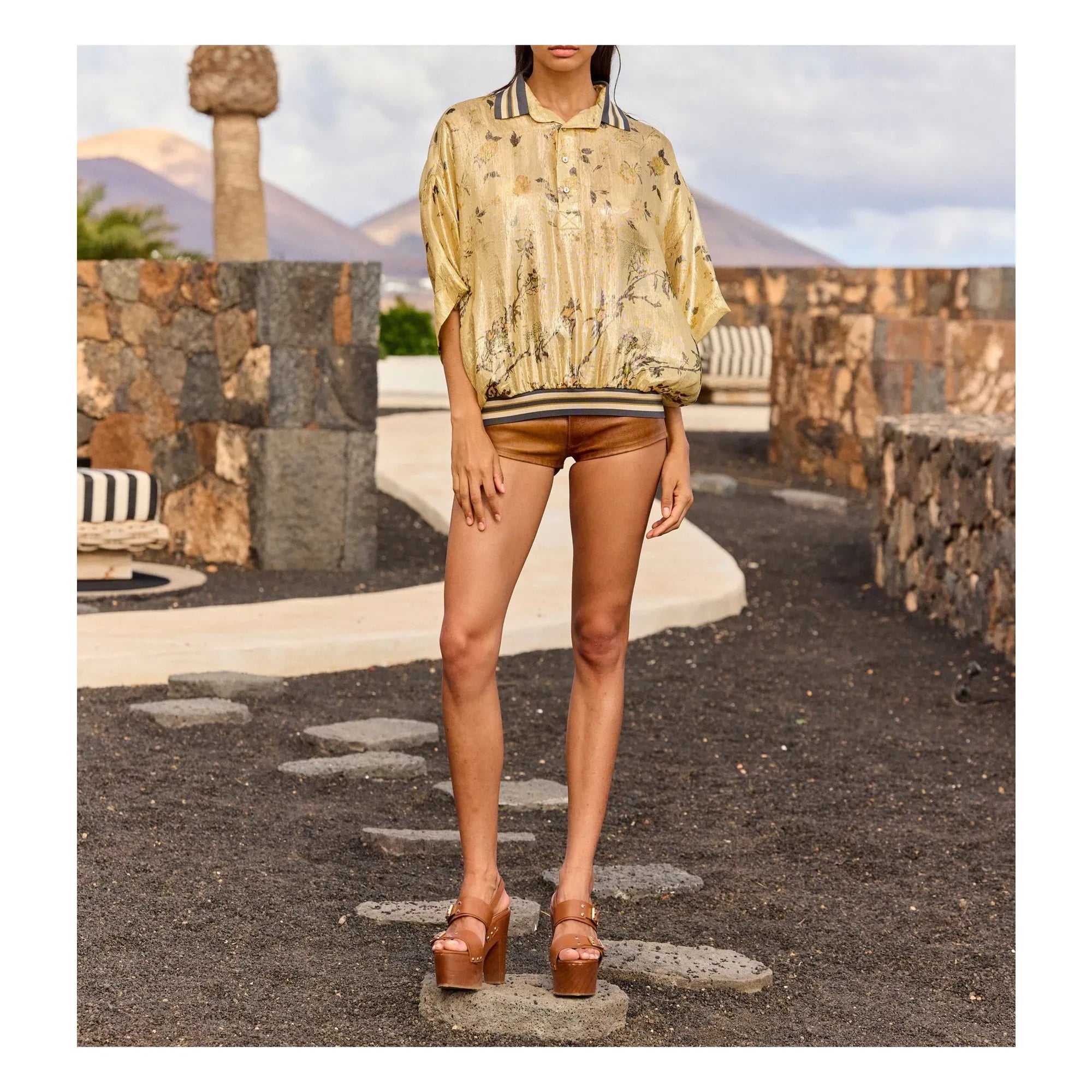 Mes Demoiselles - Blusa de seda metálica Jaca | Oro