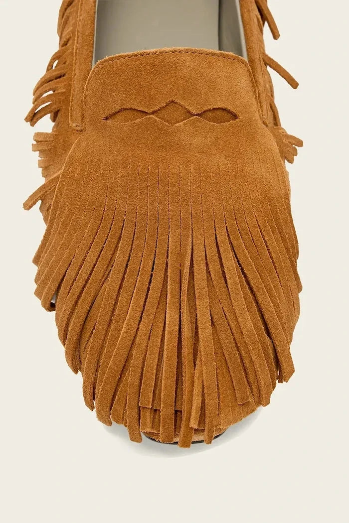 AllSaints mocasines de ante con flecos Sandy Fringe para mujer