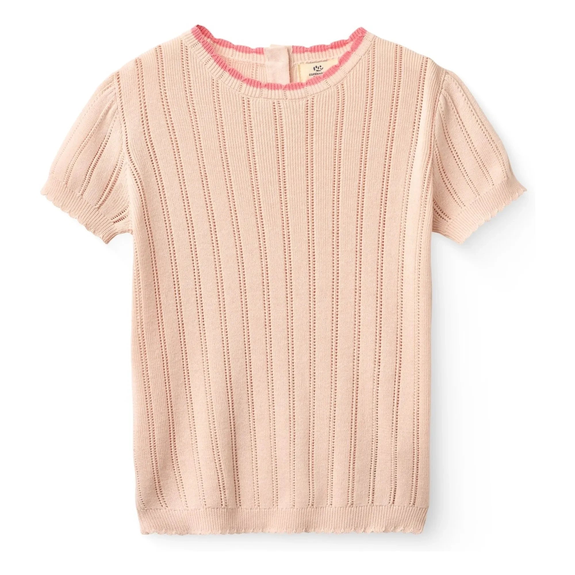 Copenhagen Colors - Camiseta Acanalada de Algodón Orgánico Pointelle | Melocotón