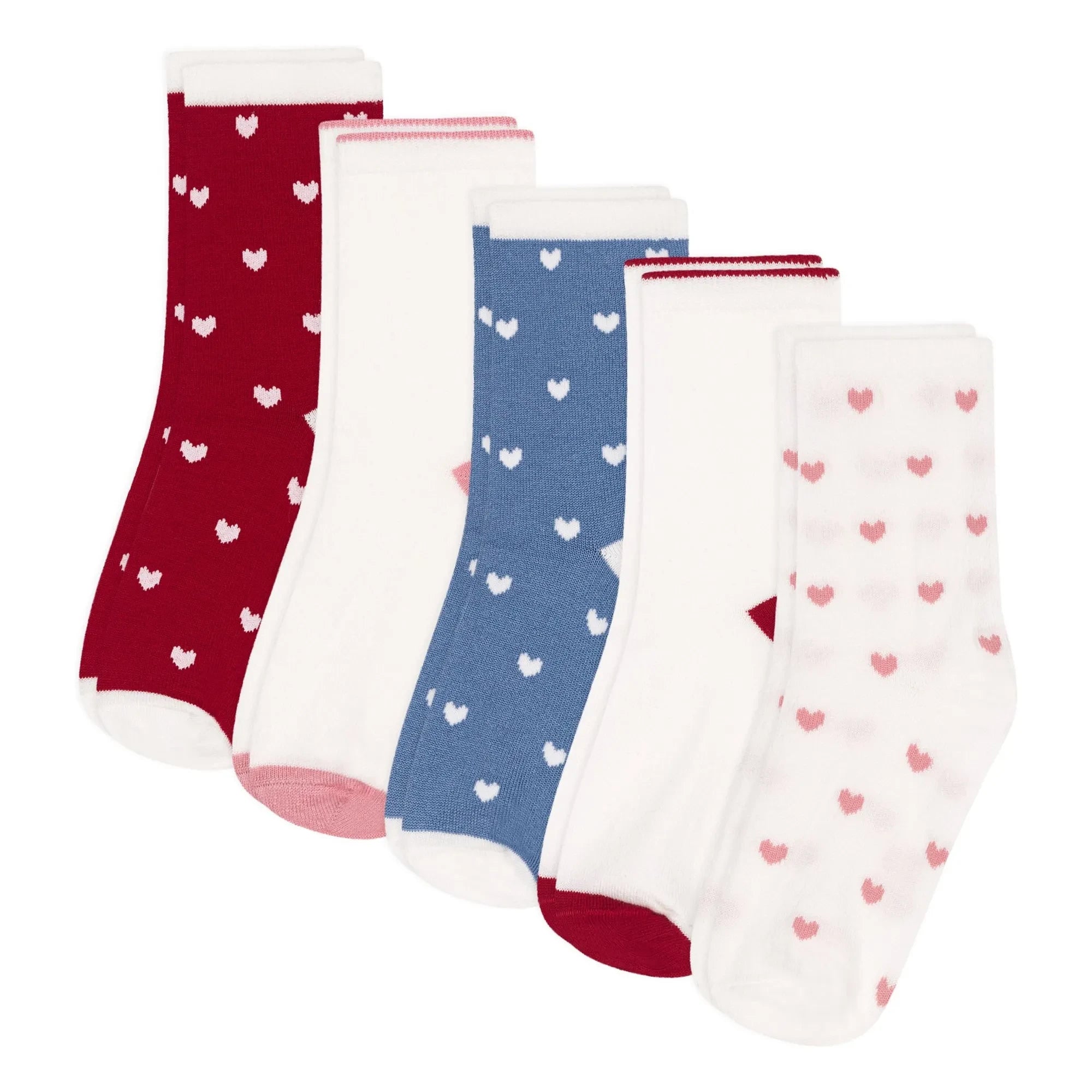 Petit Bateau - Set de 5 pares de calcetines altos de punto | Rojo