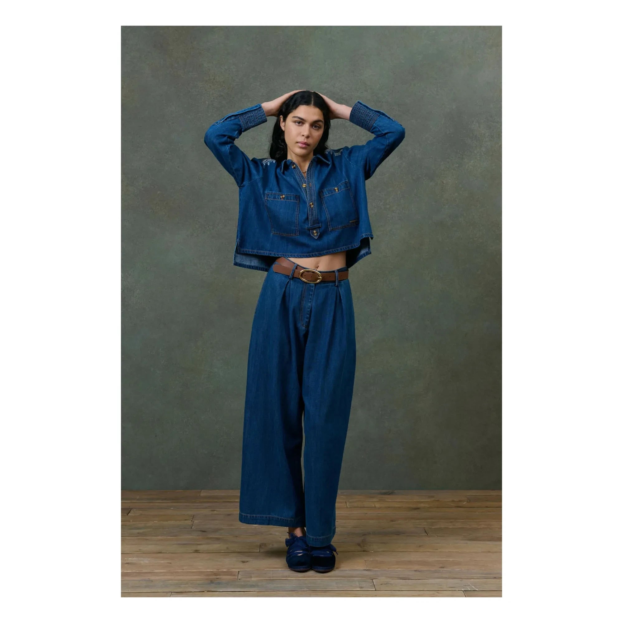 Louise Misha - Ylayana Denim gömlek - Kadın koleksiyonu | Mavi