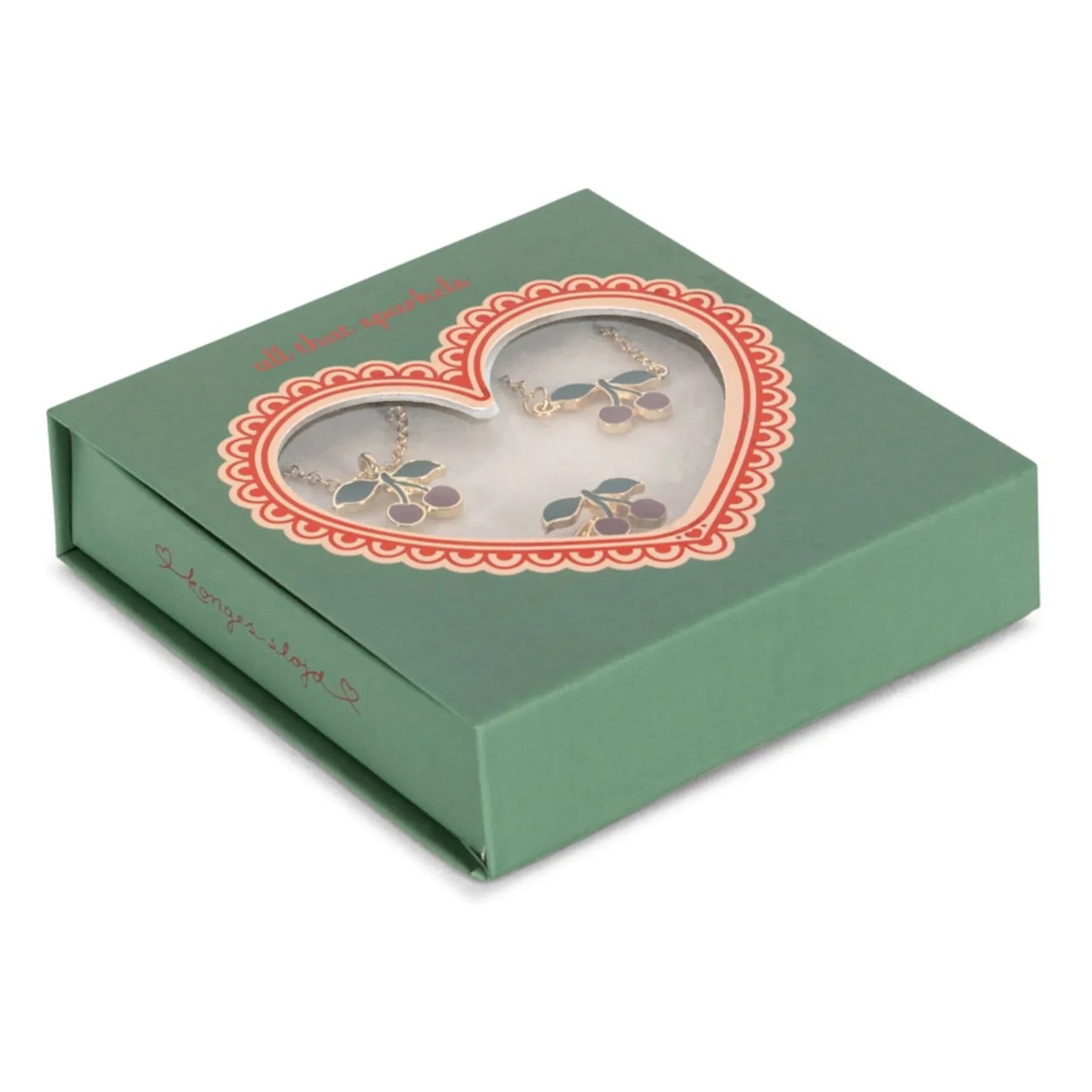 Konges Sløjd - Set de collar, pulsera y anillo de cereza | Dorado