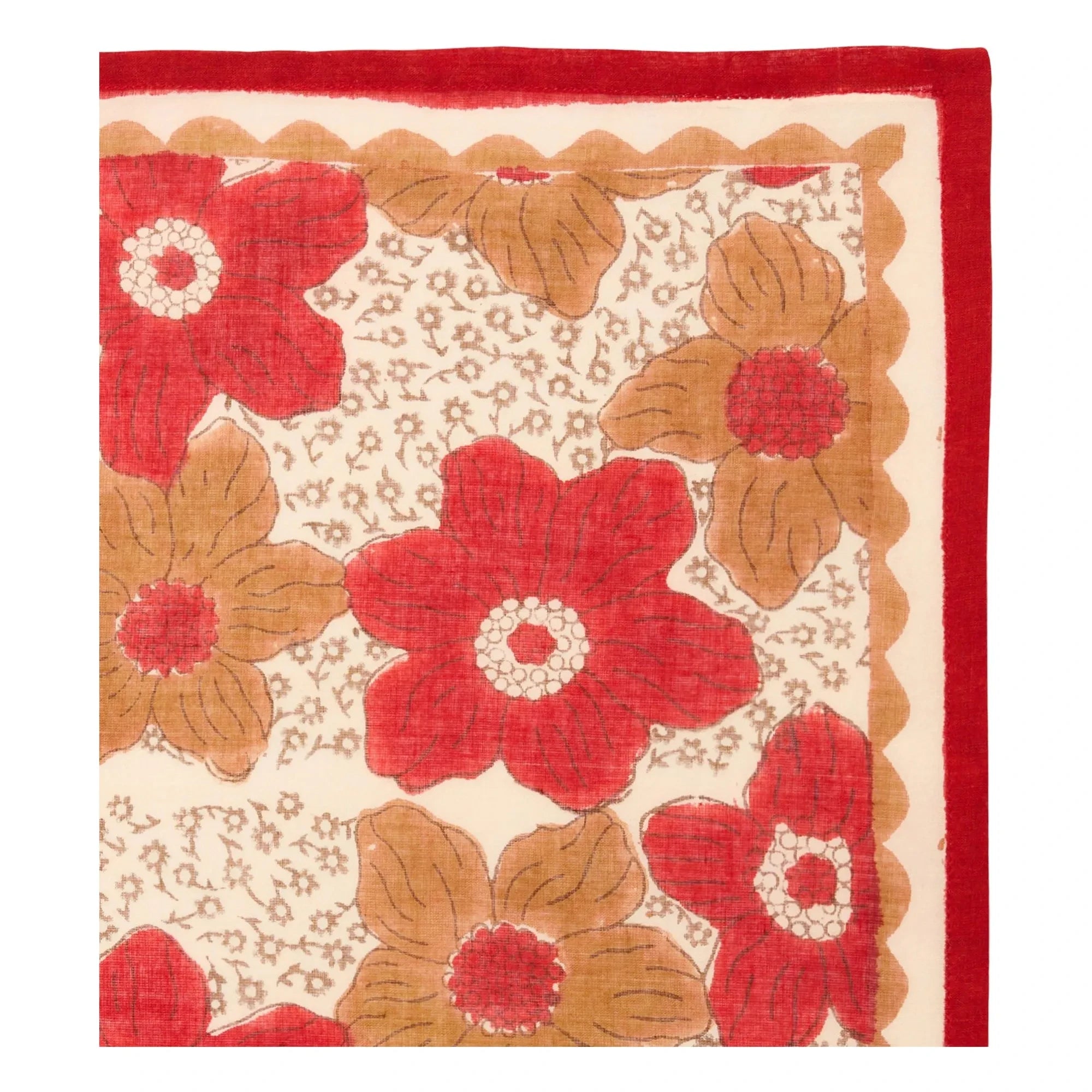 Pañuelo pequeño Apaches Dupatta con flores | Rojo
