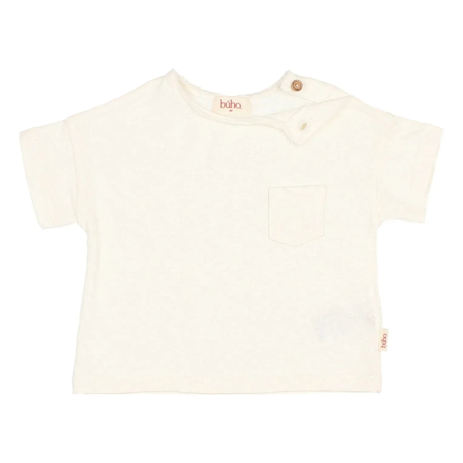 Búho - Camiseta de lino con bolsillo | Blanco