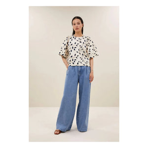 By Bar - Blusa Botánica de Algodón Olivia | Azul noche
