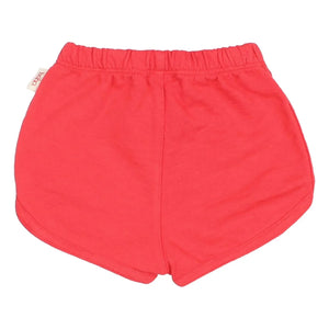 Búho - Pantalón corto polar de algodón orgánico para bebé | Rojo