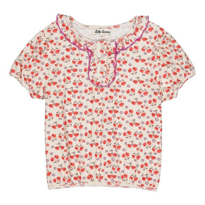 Hello Simone - Camiseta de algodón orgánico con estampado floral Paquerette | Blanco