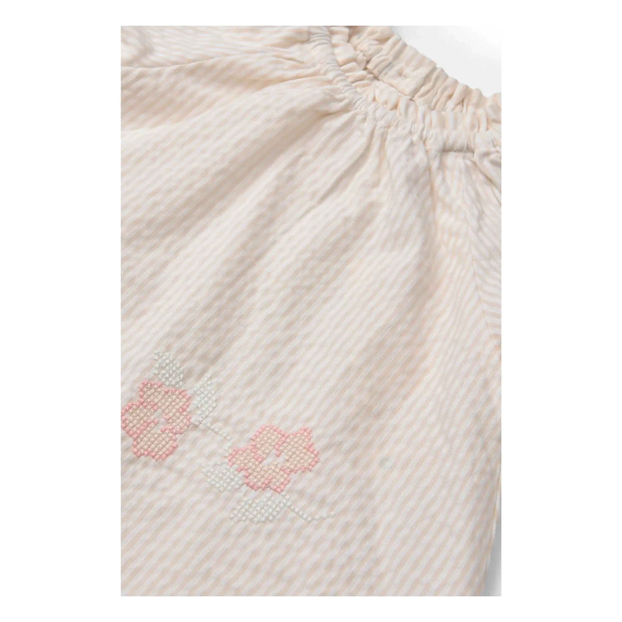 Copenhagen Colors - Conjunto de blusa y pelele de algodón orgánico con rayas de seersucker | Rosa Claro