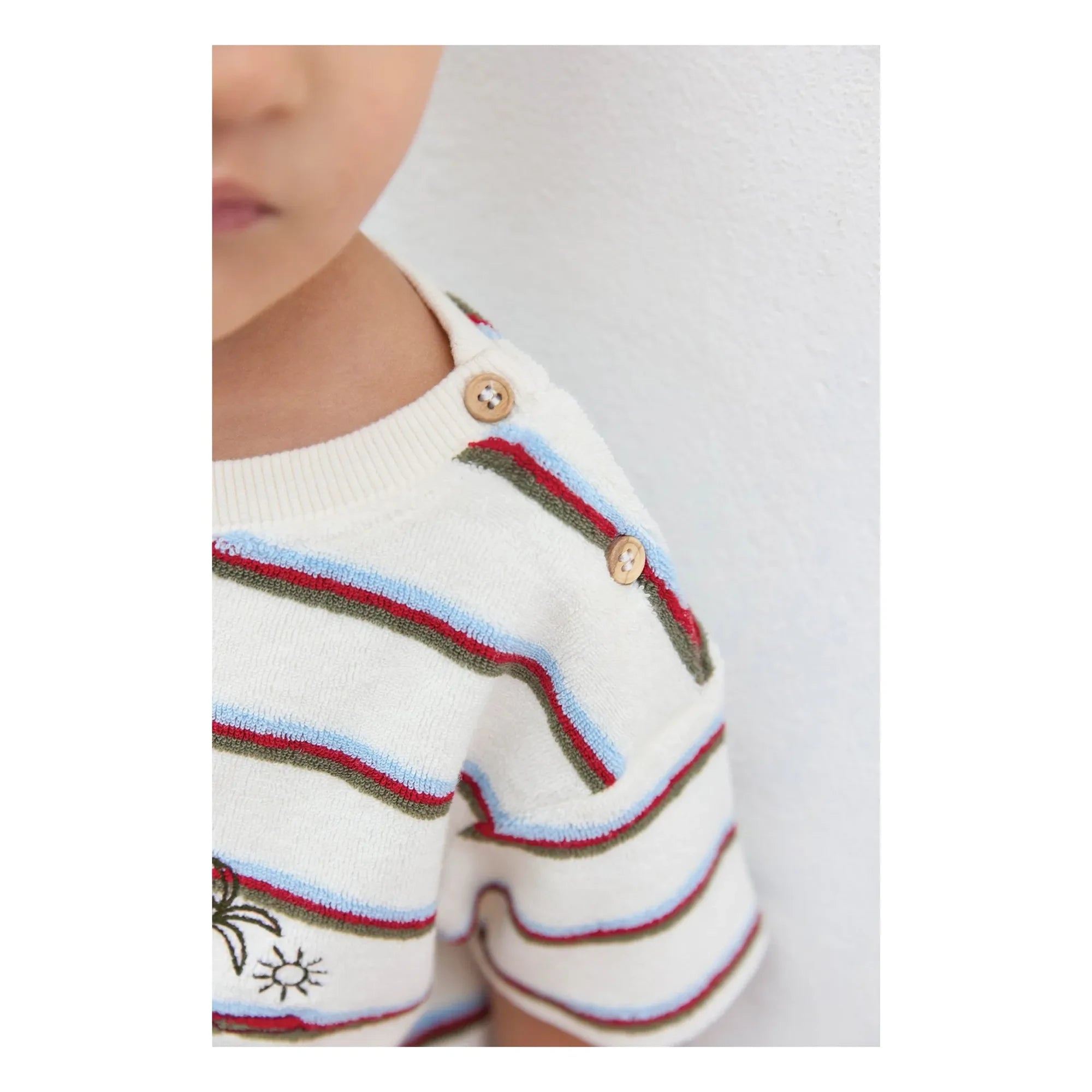 Bonton - Livo Viva Camiseta de punto de toalla a rayas | Blanco