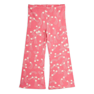 Mini Rodini - Pantalones de campana con estampado de estrellas de algodón orgánico | Rosa