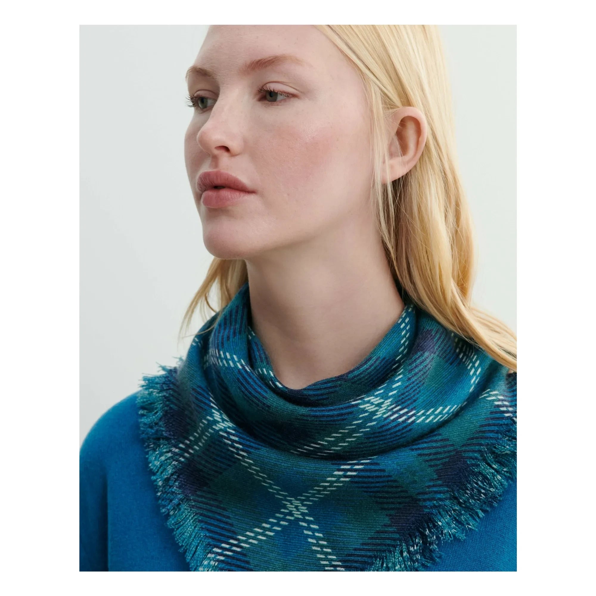 Bompard - Mini Carré Tartan Kaşmir Eşarp | Sedir Yeşili