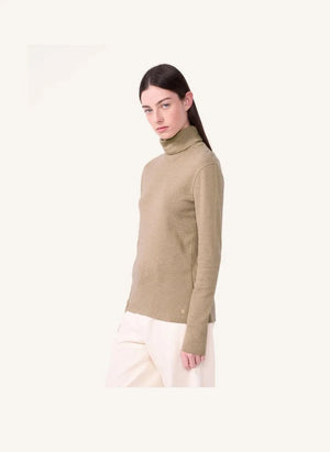 Petit Bateau - Suéter de cuello cisne | Beige jaspeado