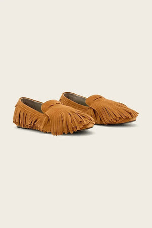 AllSaints mocasines de ante con flecos Sandy Fringe para mujer