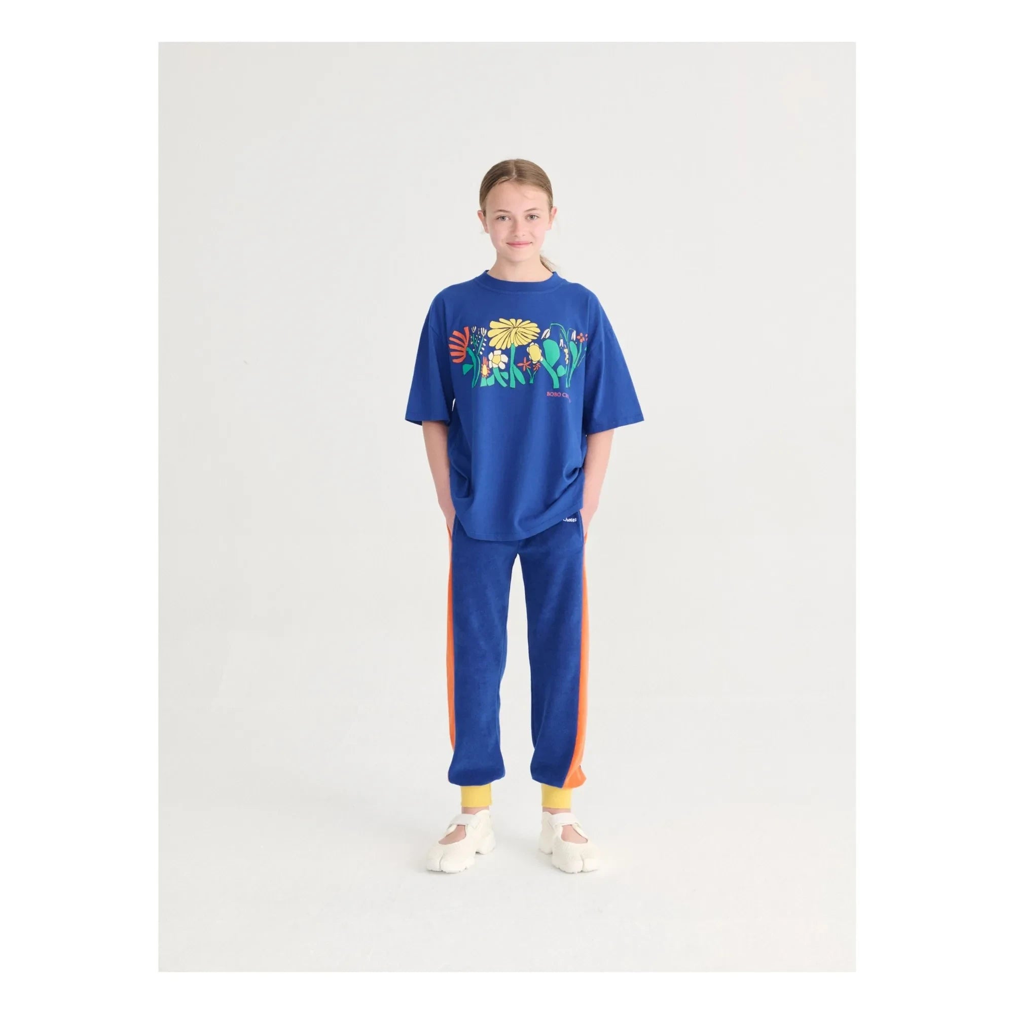 Bobo Choses - Pantalón de chándal de rizo de algodón orgánico con bloques de color | Azul real